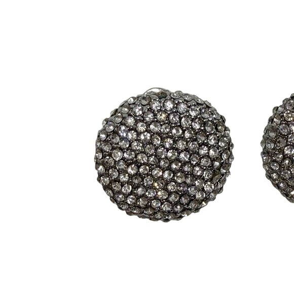 Spring Street Round Silver-Tone Pave Rhinestone Earrings Sparkling Stud Design F - Picture 3 of 3